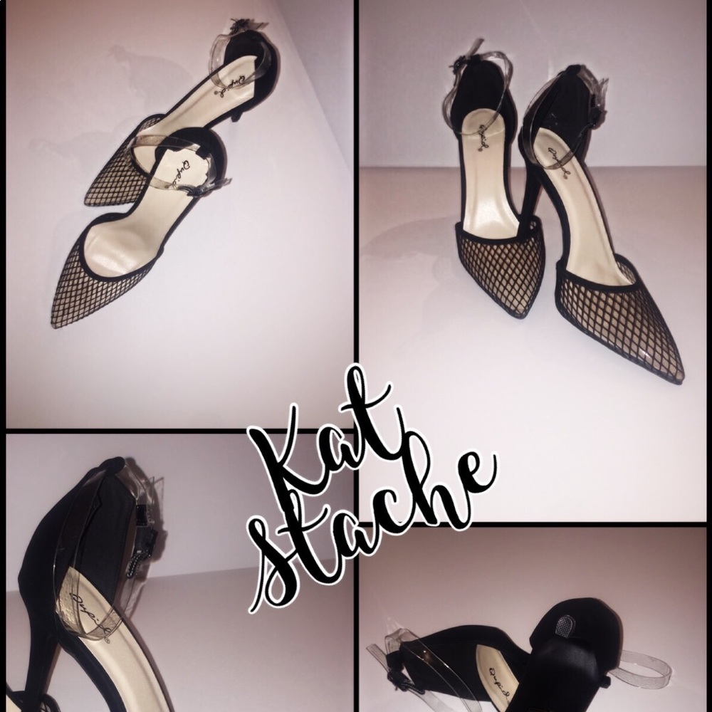 Black Mesh Heels
